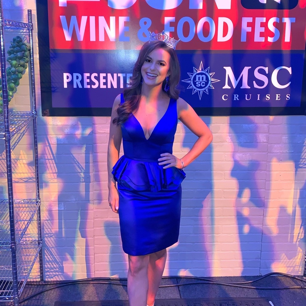 Ashley Lauren satin peplum cocktail dress